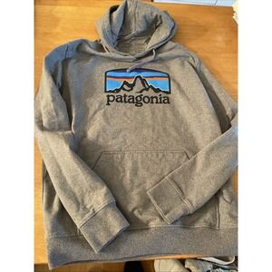 Patagonia Men's Pullover Gray Hoodie Pocket Size Large Uprisal Unisex L P6 logo